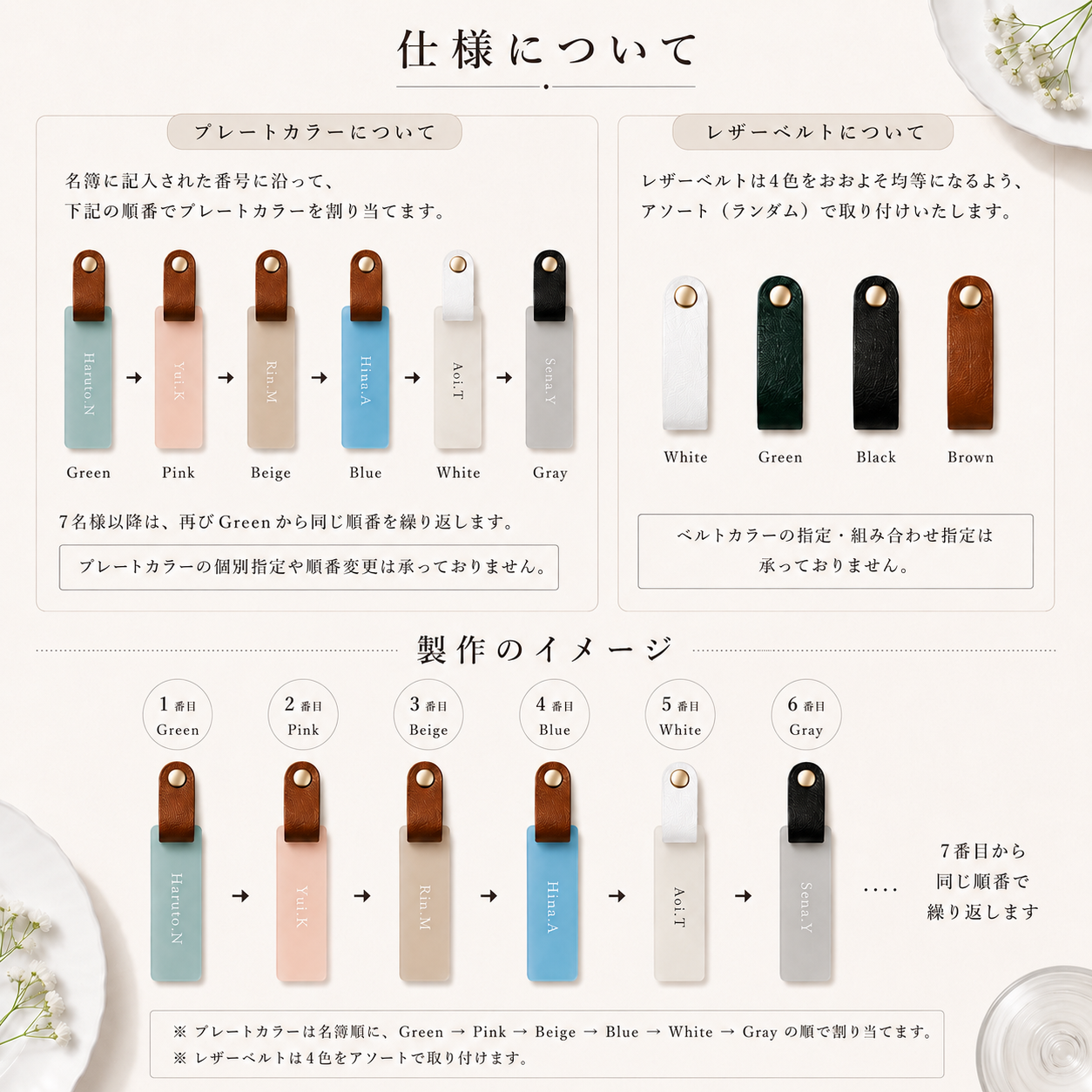 「1個から購入可能」くすみカラーのアクリル席札|長方形・エスコートカード・ネームタグ