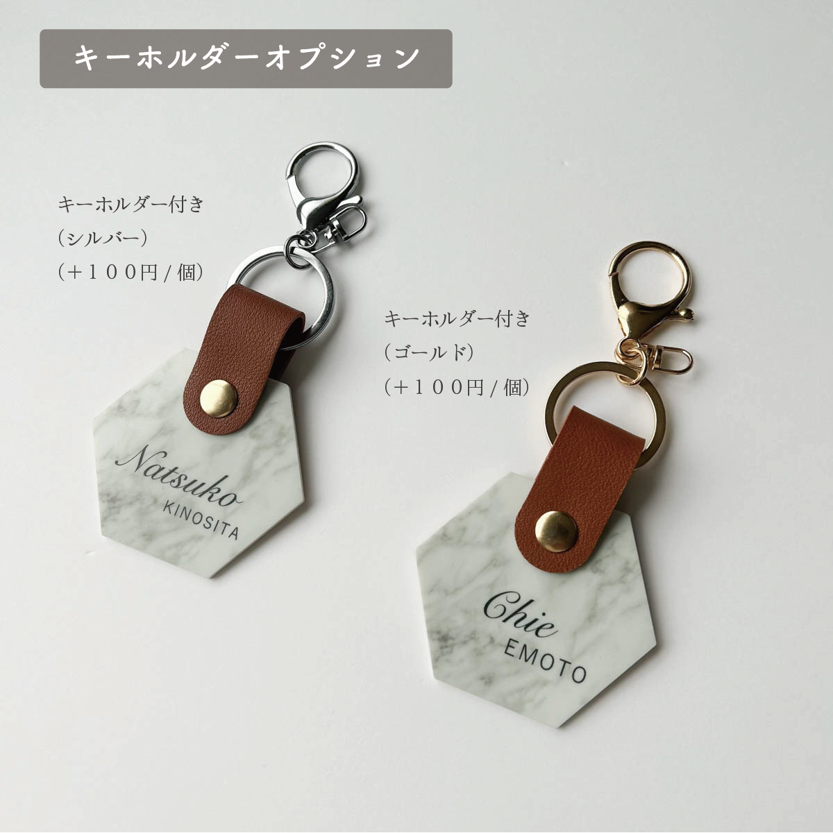 「1個から購入可能」大理石タイル風アクリル席札|ヘキサゴン・エスコートカード・ネームタグ