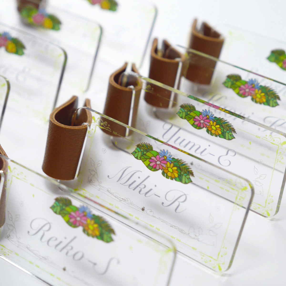 「1個から購入可能」 Clear Botanical アクリル席札|長方形・エスコートカード・ネームタグ