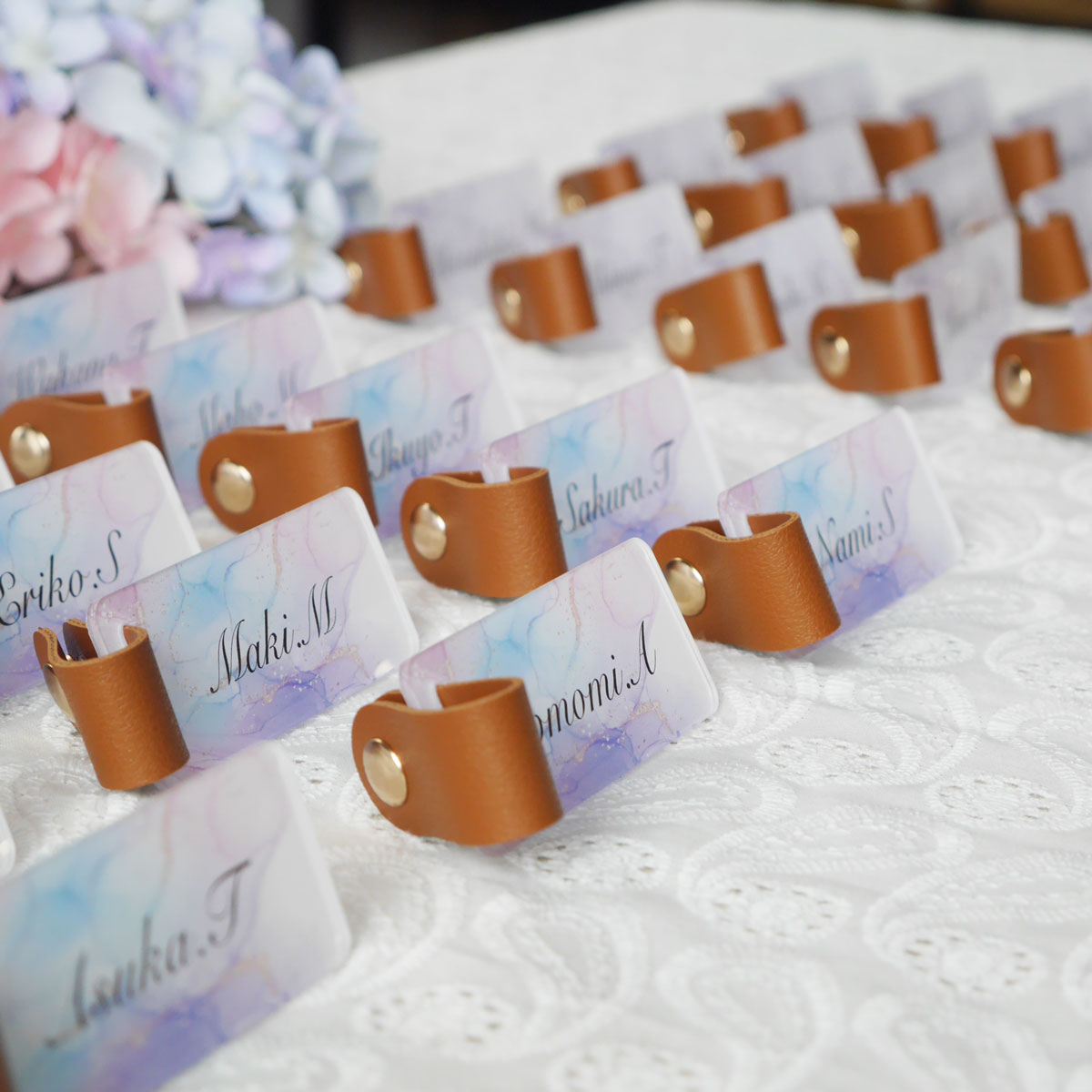 「1個から購入可能」アルコールインクアート風 アクリル席札|長方形・エスコートカード・ネームタグ