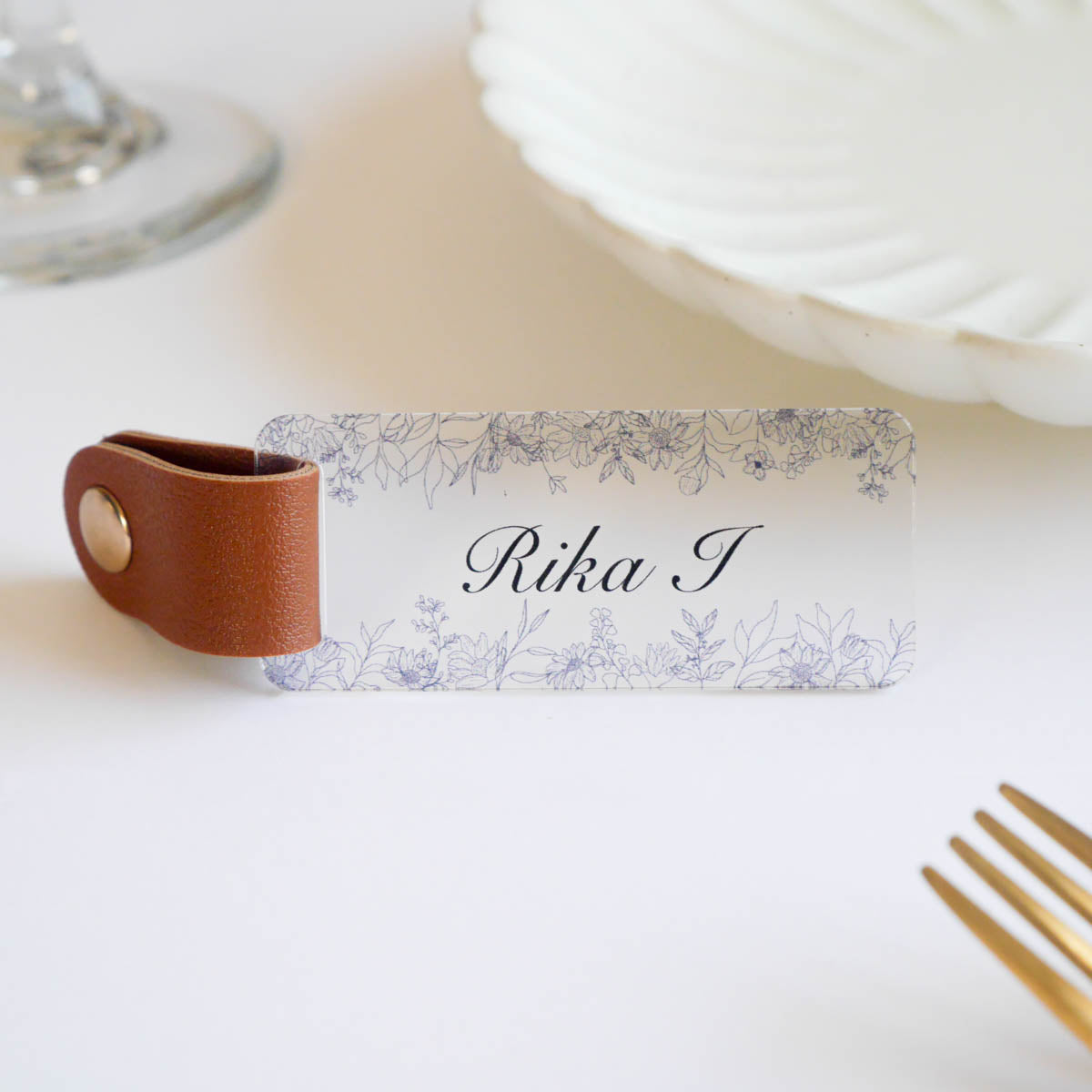 「1個から購入可能」Botanical blue アクリル席札|長方形・エスコートカード・ネームタグ