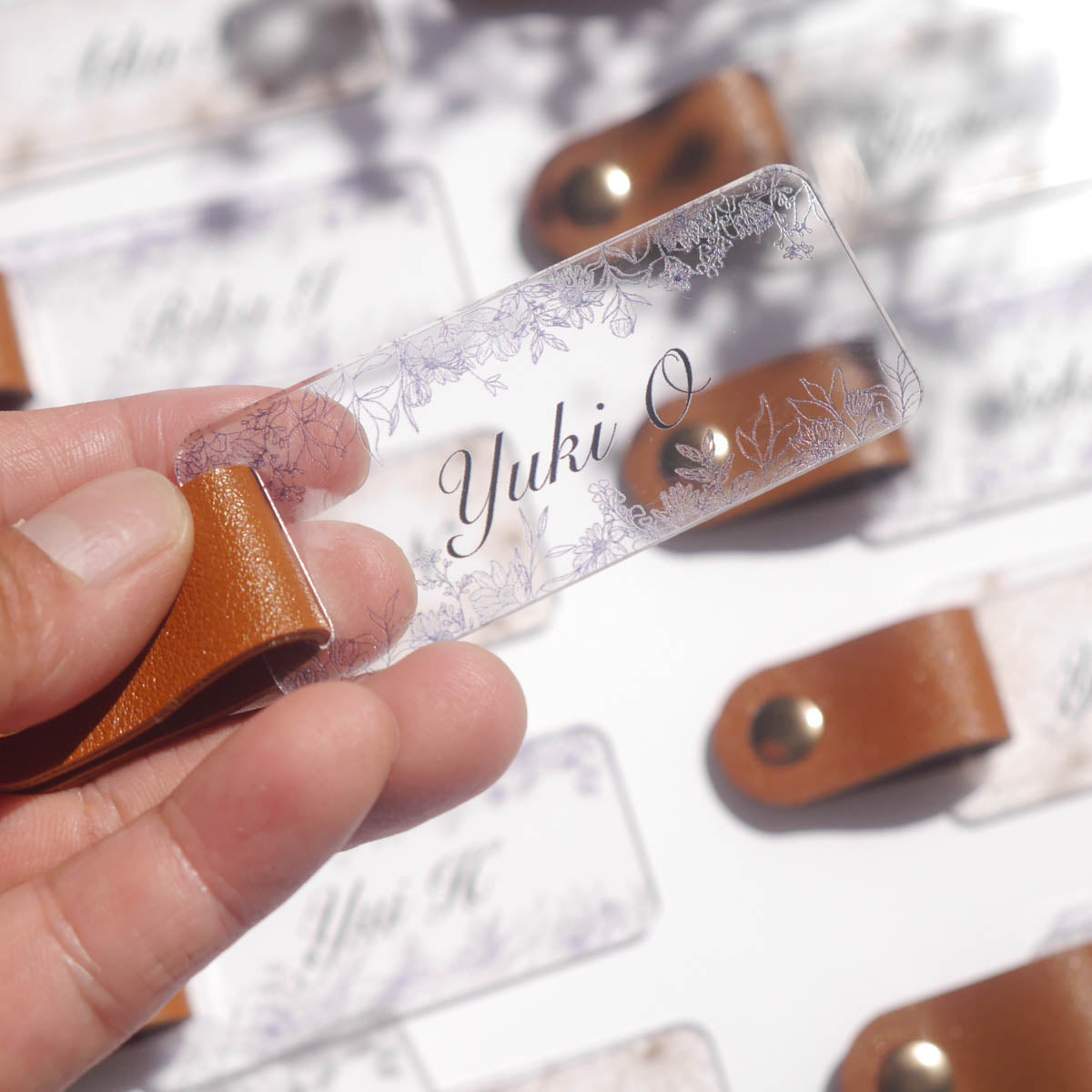 「1個から購入可能」Botanical blue アクリル席札|長方形・エスコートカード・ネームタグ