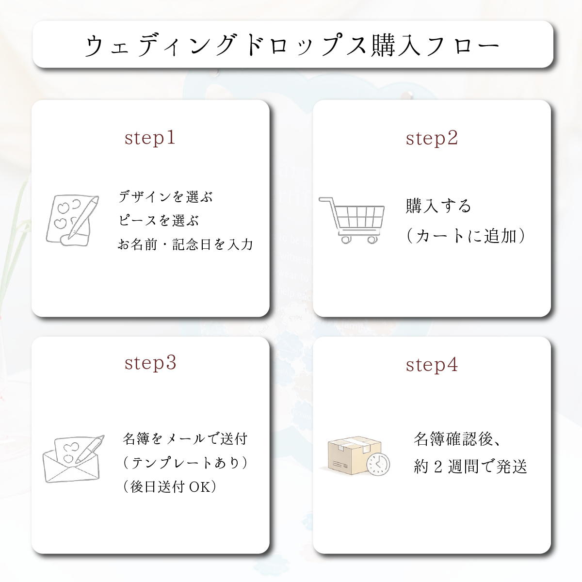 【名入れ済みピース】ウェディングドロップス A4サイズ ゲスト参加型 結婚証明書（ピース形状選択可）アーチ型