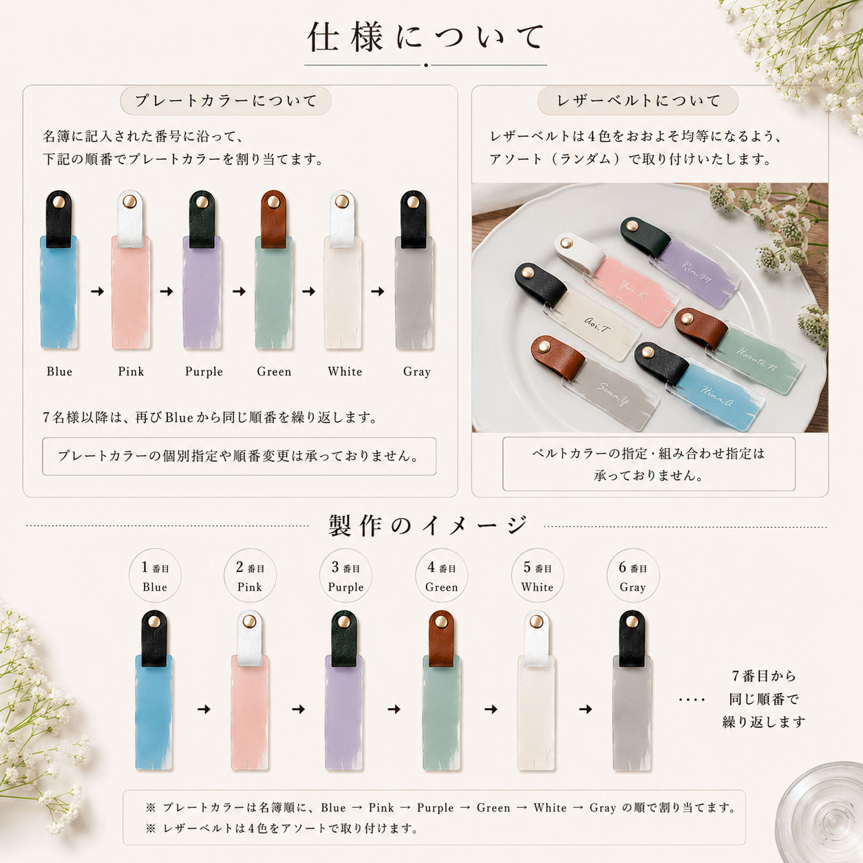 「1個から購入可能」 ペイント風アクリル席札 | 長方形・エスコートカード・ネームタグ